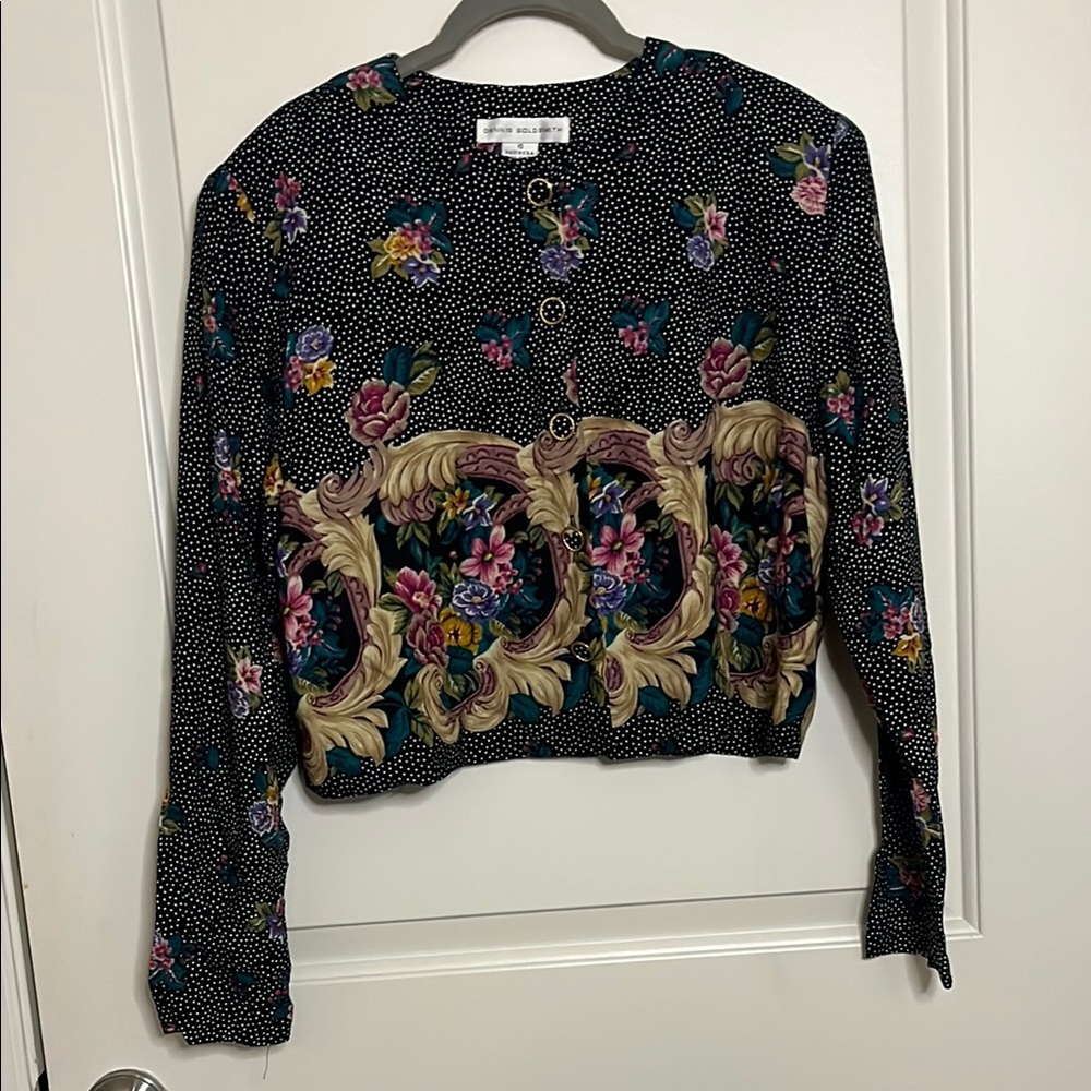 Black Embellished Blouse with Mandarin Collar
